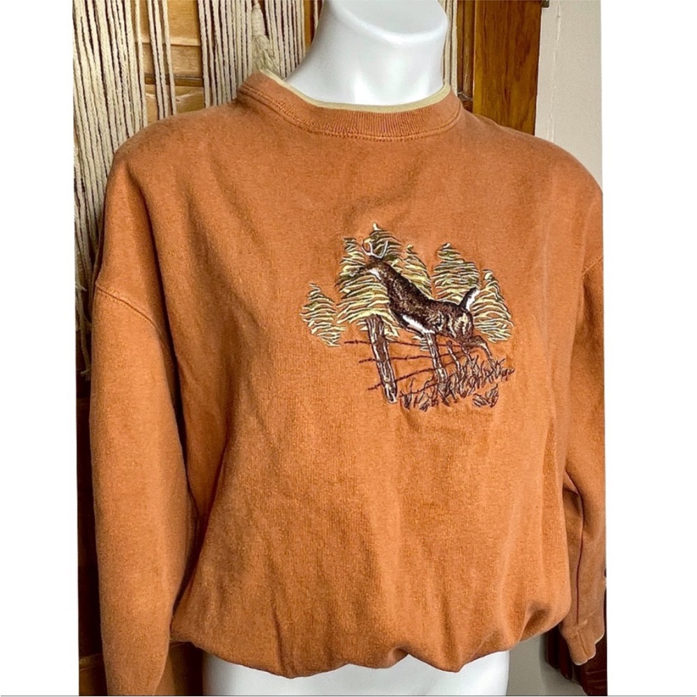 Rust Orange Sweater with Embroidered Design
